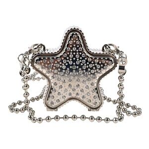 NEW Star Metal Mini Silver Bag Rhinestone Detail Ball Chain Strap